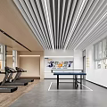 Modern Fitness Space Interior With Treadmills Ping Pong Table And Sports Decor