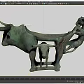 Ancient Chinese Traditional Bronze Bull Artifact with Human Figure Decoration