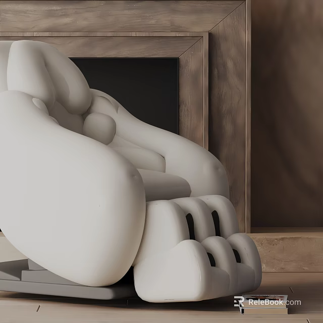 Modern White Massage Chair With Ergonomic Design And Wooden Accent Interior 3d model 