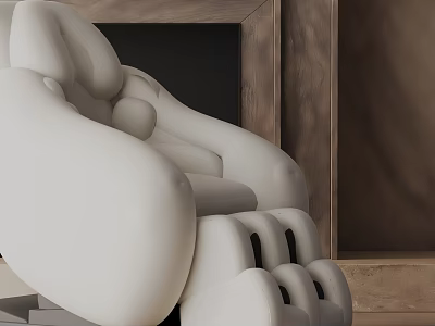 Modern White Massage Chair With Ergonomic Design And Wooden Accent Interior 3d model