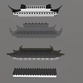 Traditional Chinese Architectural Components With Various Roof Structures And Tile Designs