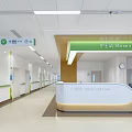Hospital Outpatient Clinic with Nurse Station Clean Bright Corridor and Directional Signage