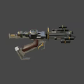 Mechanical Crossbow With Metal Components Golden Accents Black Gold Color Scheme Intricate Structure