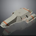 Futuristic White Spacecraft With Orange Stripes And Thruster Module For Exploration