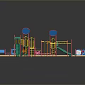Colorful Outdoor Playground Structure With Slides Climbing Frames And Sand Area