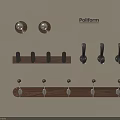 Various Wooden Wall Hooks Featuring Multiple Metal Hooks And Strips 3d model