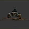 Rugged Rocky Dirt Terrain With Off Road Military Vehicle And Weapons Mounted