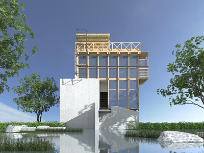 Modern wooden house 3d model