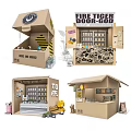 Creative Cardboard Mini Shops Display Various Retail Products With Unique Designs 3d model