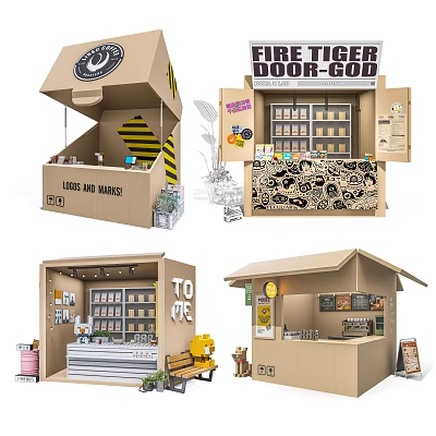 Modern Kiosk Paper Case Street View Shop Collection 3d model Modern Kiosk Paper Case Street View Shop Collection 3d model