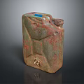Rusted Jerry Can With Red and Green Rust Blue Cap Spout And Number 68 Mark