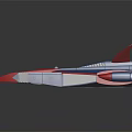 Futuristic Blue And Red Sci Fi Aircraft Model With Streamlined Wings And Tail Fin