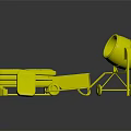 Industrial Style Decorative Ornament Set With Yellow Mixer Stacked Boxes White Wheelbarrow And Small Jars