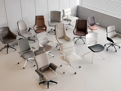 Modern Office Chairs With Ergonomic Design And Various Style Options 3d model