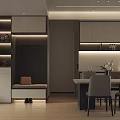 Modern Living And Dining Room With White Sofa Floor Lamp Armchair And City View Window