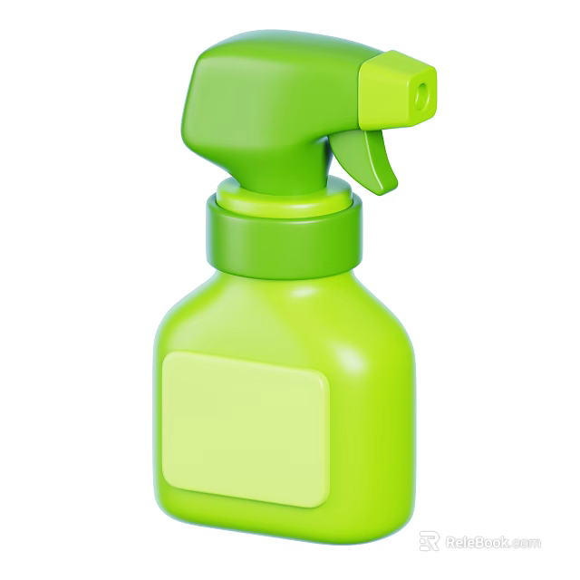 Green Plastic Condiment Spray Bottle With Nozzle And Label Area For Kitchen Use 3d model 