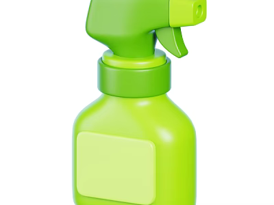Green Plastic Condiment Spray Bottle With Nozzle And Label Area For Kitchen Use 3d model