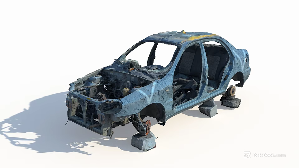 Dismantled Car Frame With Removed Parts And Metal Structure Details 3d model 