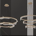 Modern Circular Multi Layer Chandelier With LED Lighting And Sleek Metallic Frame Design 3d model
