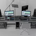 Professional Audio Workstation With Studio Speakers Dual Monitors And Mixing Gear