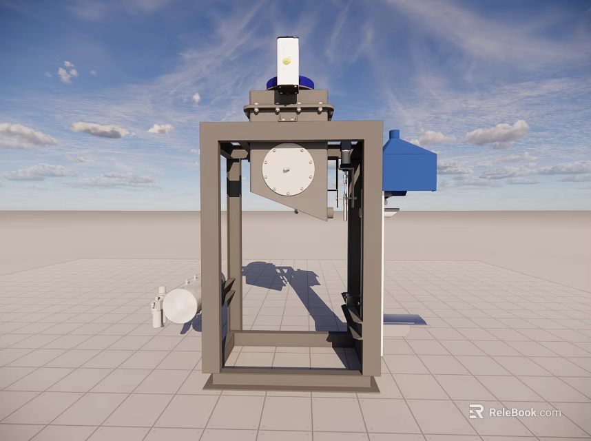 Industrial Equipment With Gray Metal Frame White Circular Component And Blue Structure 3d model 
