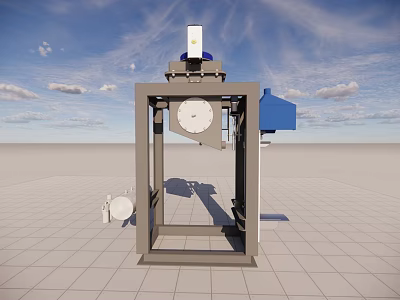 Industrial Equipment With Gray Metal Frame White Circular Component And Blue Structure 3d model