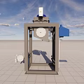 Industrial Equipment With Gray Metal Frame White Circular Component And Blue Structure