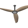 Stylish Ceiling Fan With Three Yellow Blades And Metal Base In Pink Background