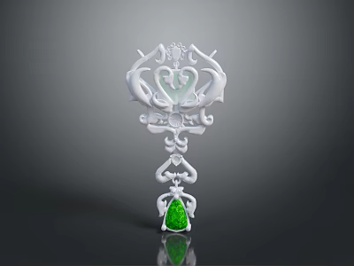 Household Decorative Ornament With White Symmetric Design And Green Bottom Pendant 3d model