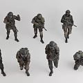 Military Game Movie Characters With Action Poses And Weapons