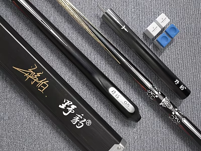 Billiard Room Setup With Premium Cues Case And Chalk Accessories 3d model