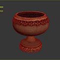 Handcrafted Traditional Ceramic Container With Golden Decorative Patterns On Rim And Base