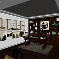 Modern Office Interior With Sofa Chairs Bookshelves Decor And Window View 3d model