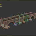 Stone Arch Bridge With Multiple Arches Railings And Platform Base
