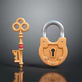 Quality Hardware Tools Featuring Decorative Key And Sturdy Lock For Security 3d model