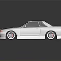 White Modified Car With Anime Girl Graphic On Body And Purple Wheels
