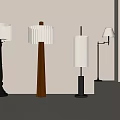 Various Styles Floor Lamps With Wooden Metal Bases And Pleated Fabric Shades