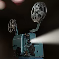 Projection Monitoring System With Vintage Projector Reels And Light Projection Beam