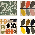 Colorful Square Rugs With Leaf And Geometric Patterns For Modern Home Decor