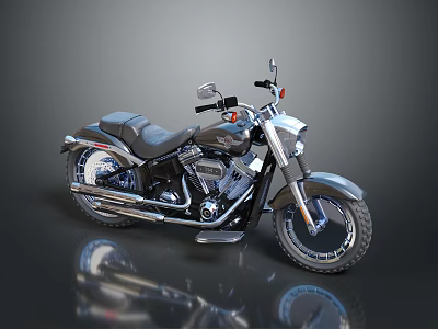 Black Classic Cruiser Motorcycle With Leather Seat Chrome Details And Spoked Wheels 3d model
