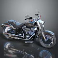 Black Classic Cruiser Motorcycle With Leather Seat Chrome Details And Spoked Wheels