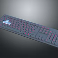 Black Full Size Keyboard with Red Backlit Keys and Numeric Keypad Layout 3d model
