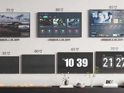 Different Sizes Of TVs In Modern Living Room 3d model
