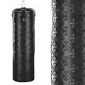 Black Leather Punching Bag Sports Equipment with Cross Patterns and Metal Emblem