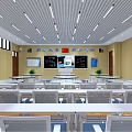 Bright Classroom Interior With Neat Desks Chairs Blackboards Red Flag And Wall Slogans