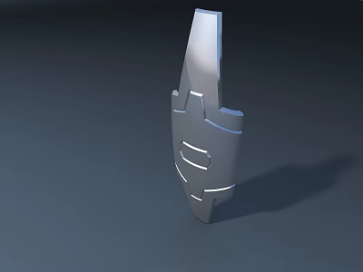 Modern Metallic 3D Model With Geometric Design Structured Lines And Silver Surface 3d model