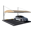 Sturdy Modern Carport Canopy Shelter With White Sedan Parked Under Structure