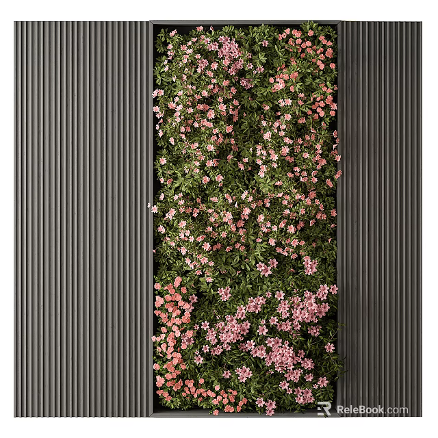 Green Plant Wall With Lush Greenery And Pink Flowers For Modern Interior Design 3d model 