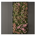 Green Plant Wall With Lush Greenery And Pink Flowers For Modern Interior Design