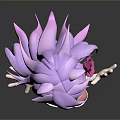 Cute Animated Purple Rabbit Character With Long Hair Bow Purple Dress Pink Shoes Waving
